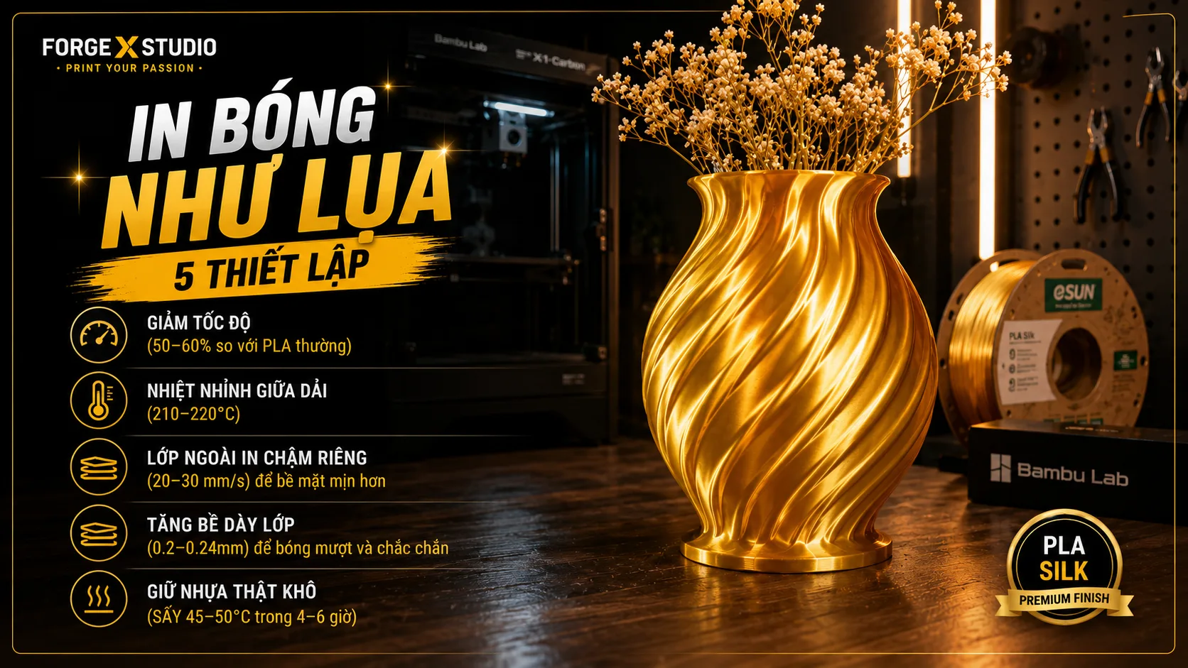 In Bóng Như Lụa Với eSilk-PLA: 5 Thiết Lập Tạo Nên Khác Biệt