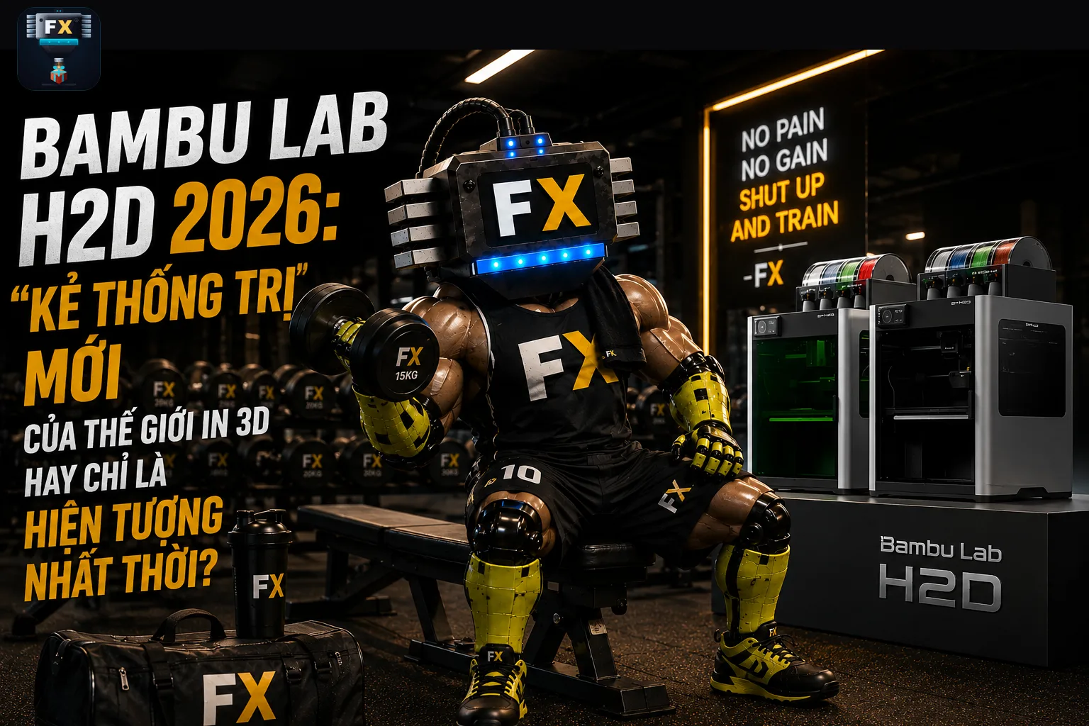 Review Bambu Lab H2D 2026 — đánh giá chi tiết bởi ForgeX Studio