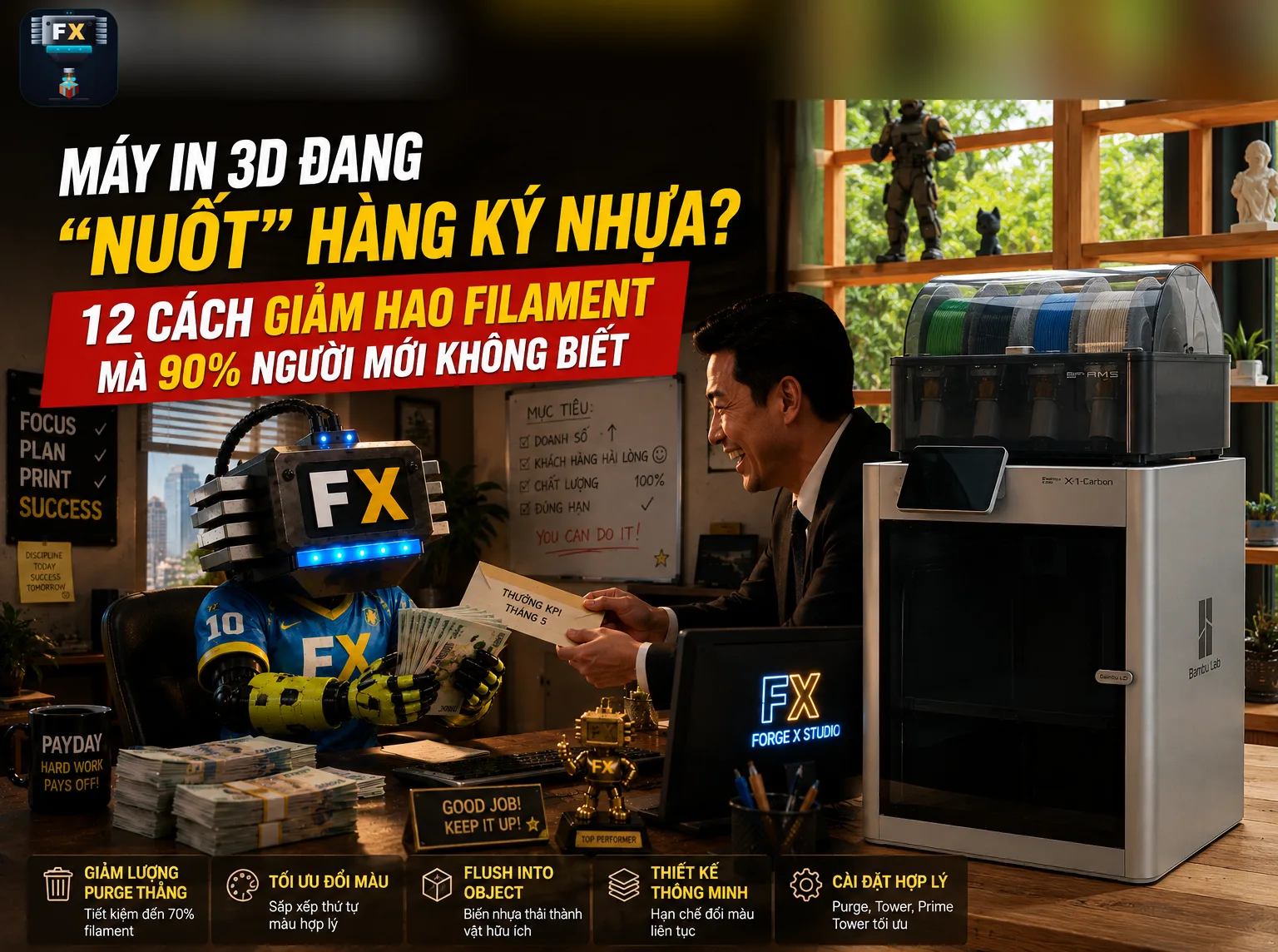 12 cách giảm hao filament khi in 3D nhiều màu — ForgeX Studio